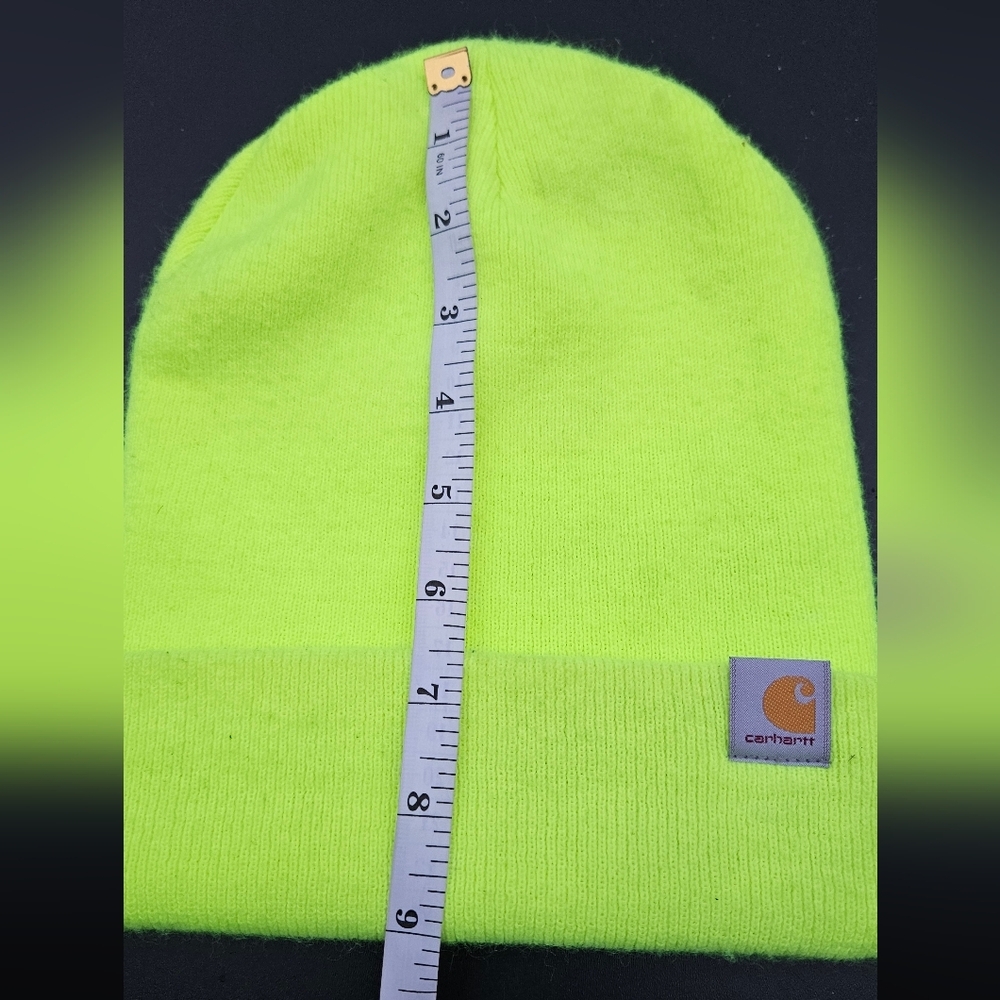 Carhartt Neon Green Acrylic Beanie Hat | Adult One Size | Winter Work Cap - Picture 3 of 7